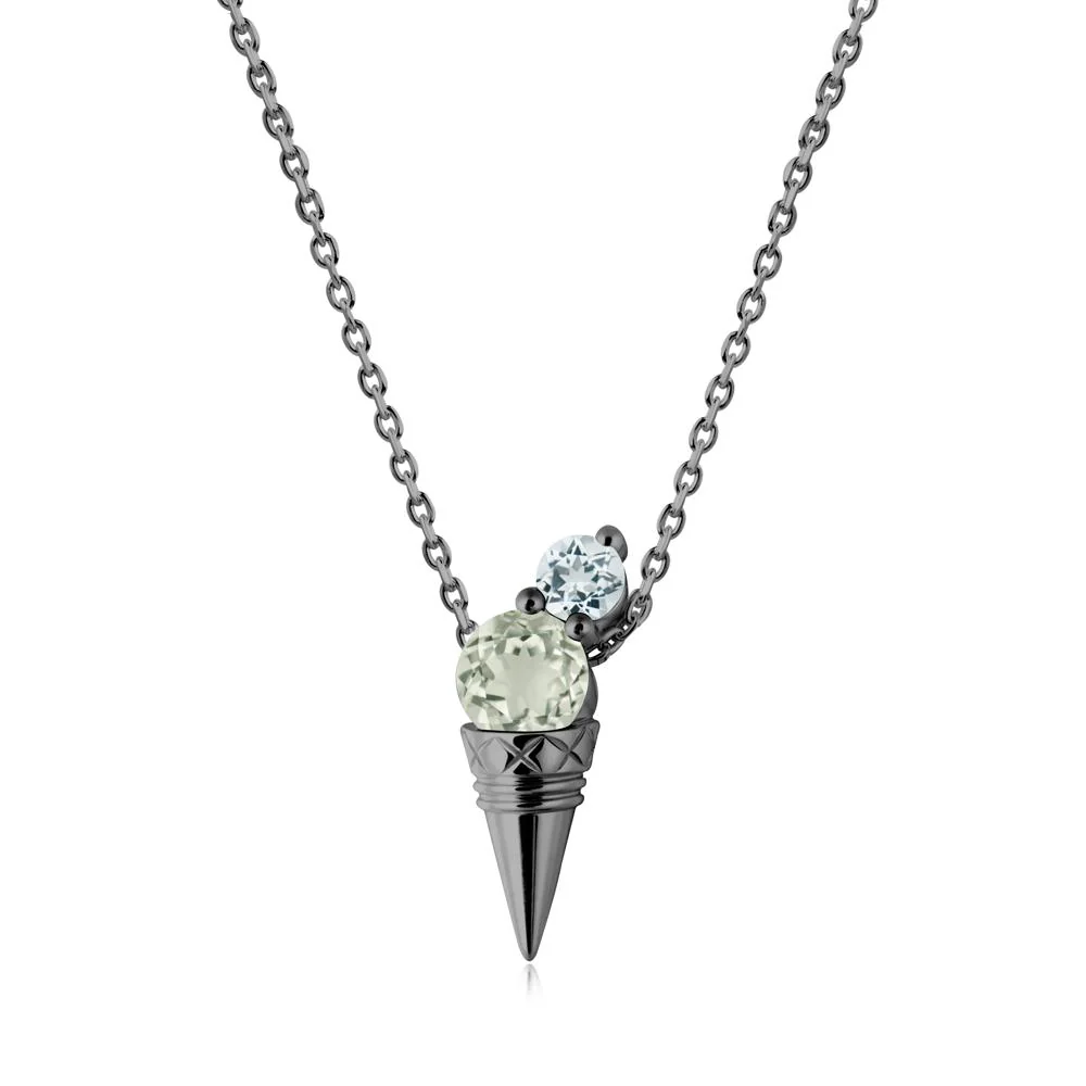 Ice Cream Inspired Green Amethyst and Aquamarine Necklace - Image 8