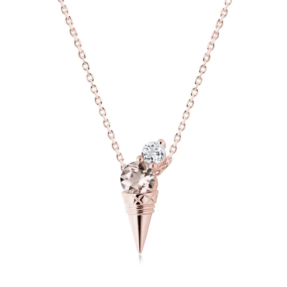 Ice Cream Inspired Morganite and White Topaz Necklace - Image 2