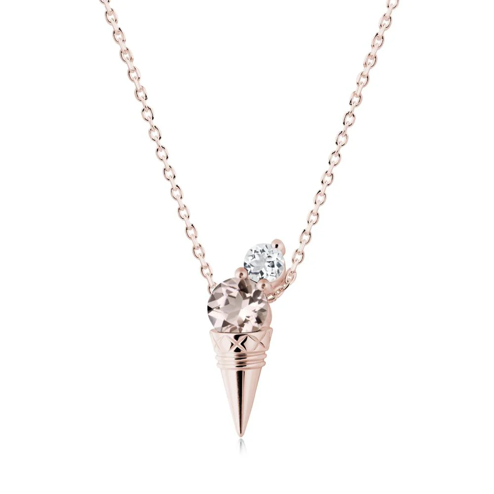 Ice Cream Inspired Morganite and White Topaz Necklace - Image 4