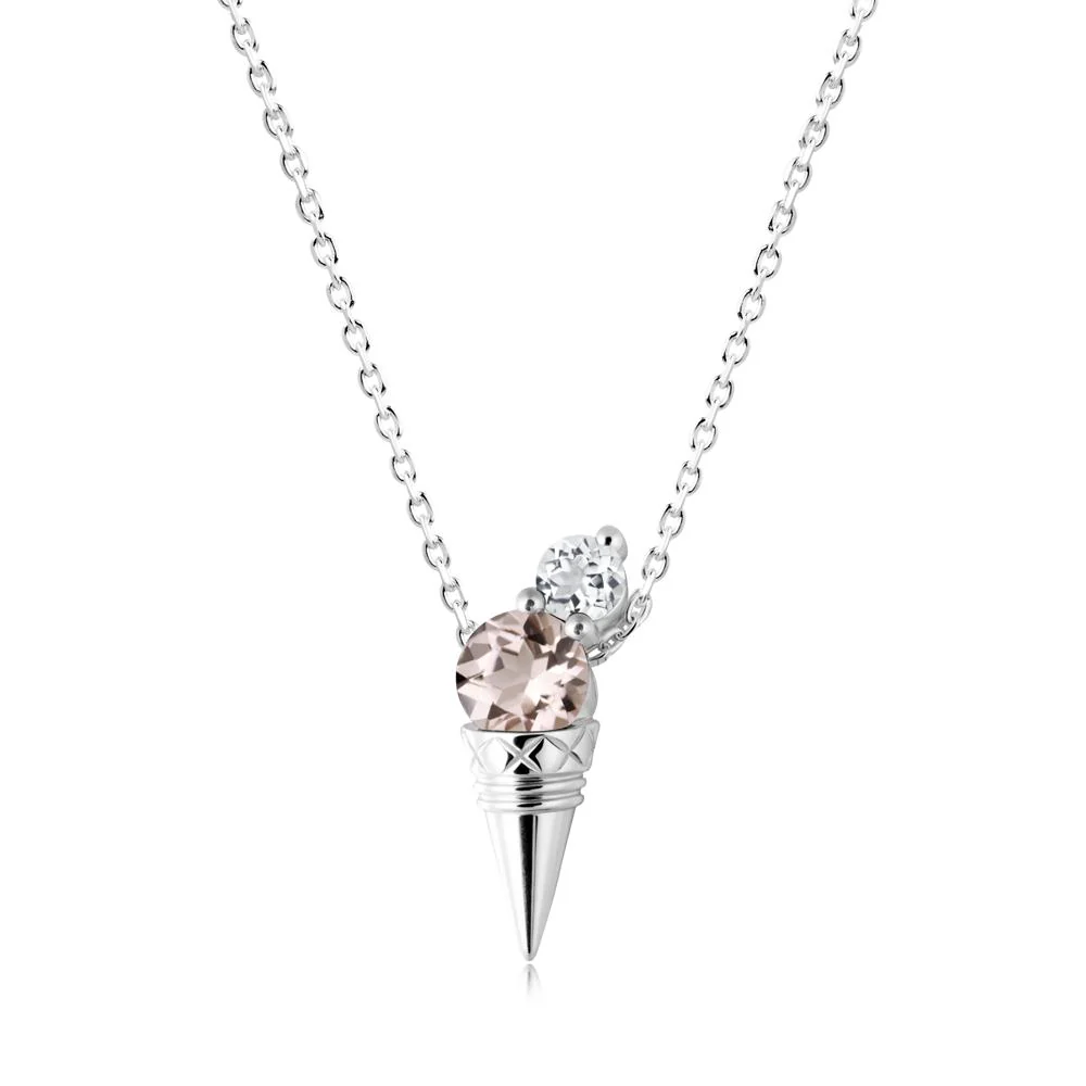 Ice Cream Inspired Morganite and White Topaz Necklace - Image 5