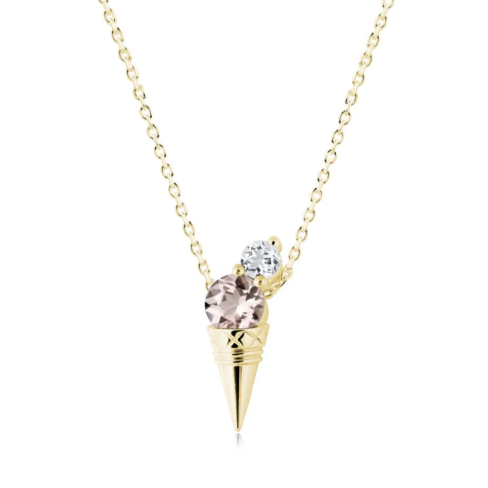 Ice Cream Inspired Morganite and White Topaz Necklace - Image 8