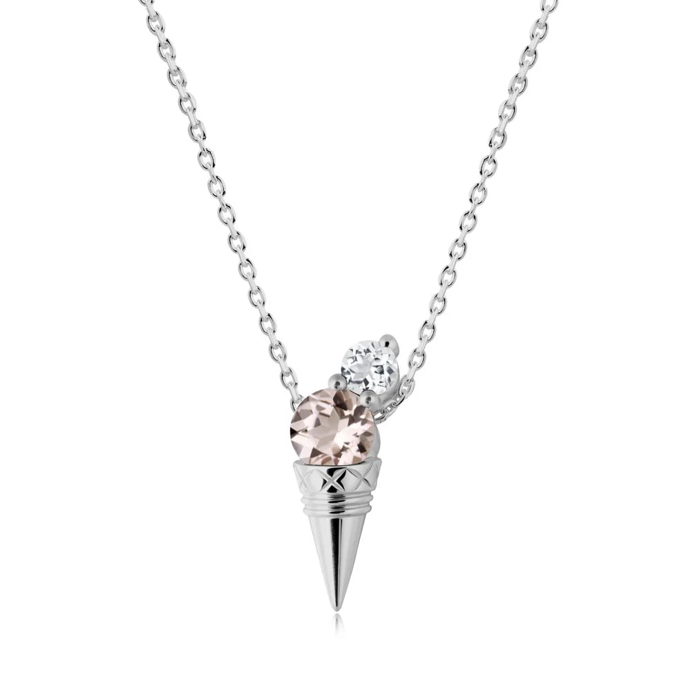 Ice Cream Inspired Morganite and White Topaz Necklace - Image 9