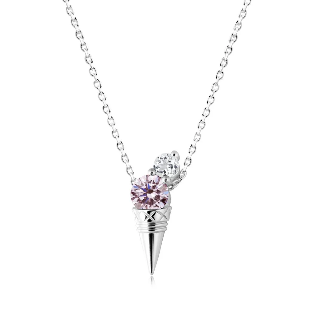 Ice Cream Inspired Pink Cubic Zirconia and White Topaz Necklace - Image 2