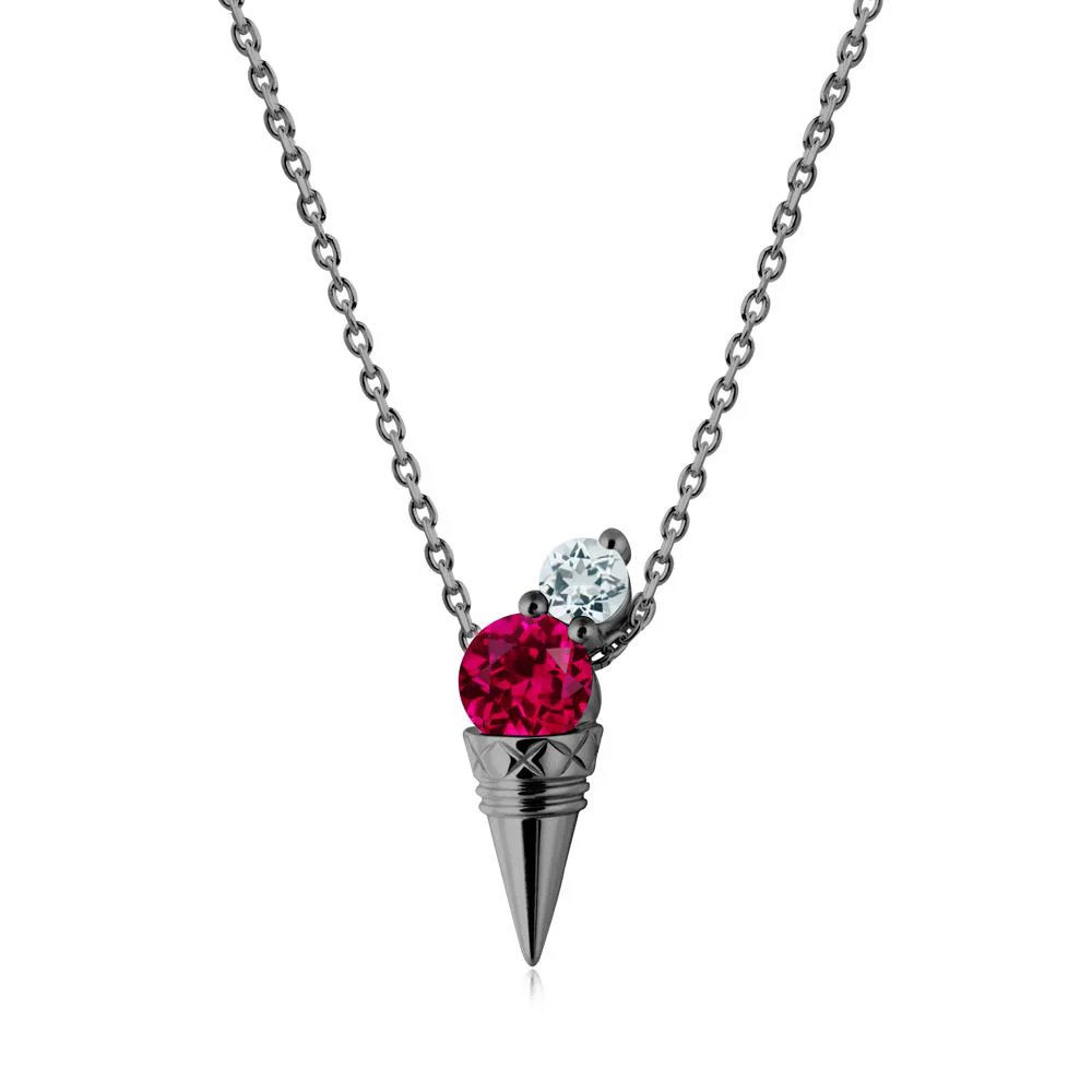 Ice Cream Inspired Ruby and Aquamarine Necklace - Image 7