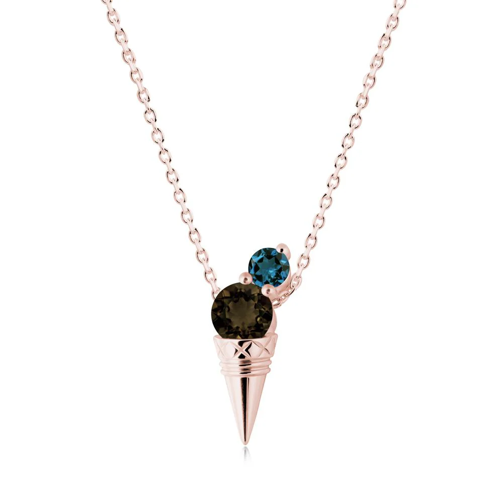 Ice Cream Inspired Smoky Quartz and London Blue Topaz Necklace - Image 7