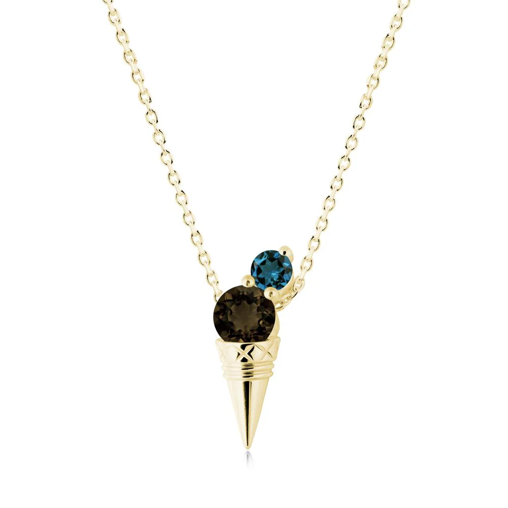 Ice Cream Inspired Smoky Quartz and London Blue Topaz Necklace - Image 9