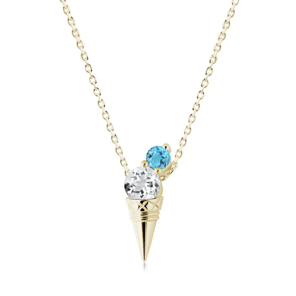 Ice Cream Inspired White Topaz and Swiss Blue Topaz Necklace - Image 6