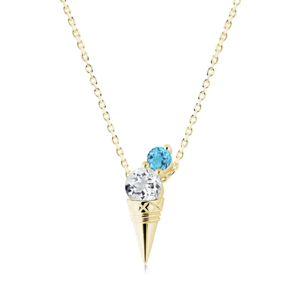 Ice Cream Inspired White Topaz and Swiss Blue Topaz Necklace - Image 9