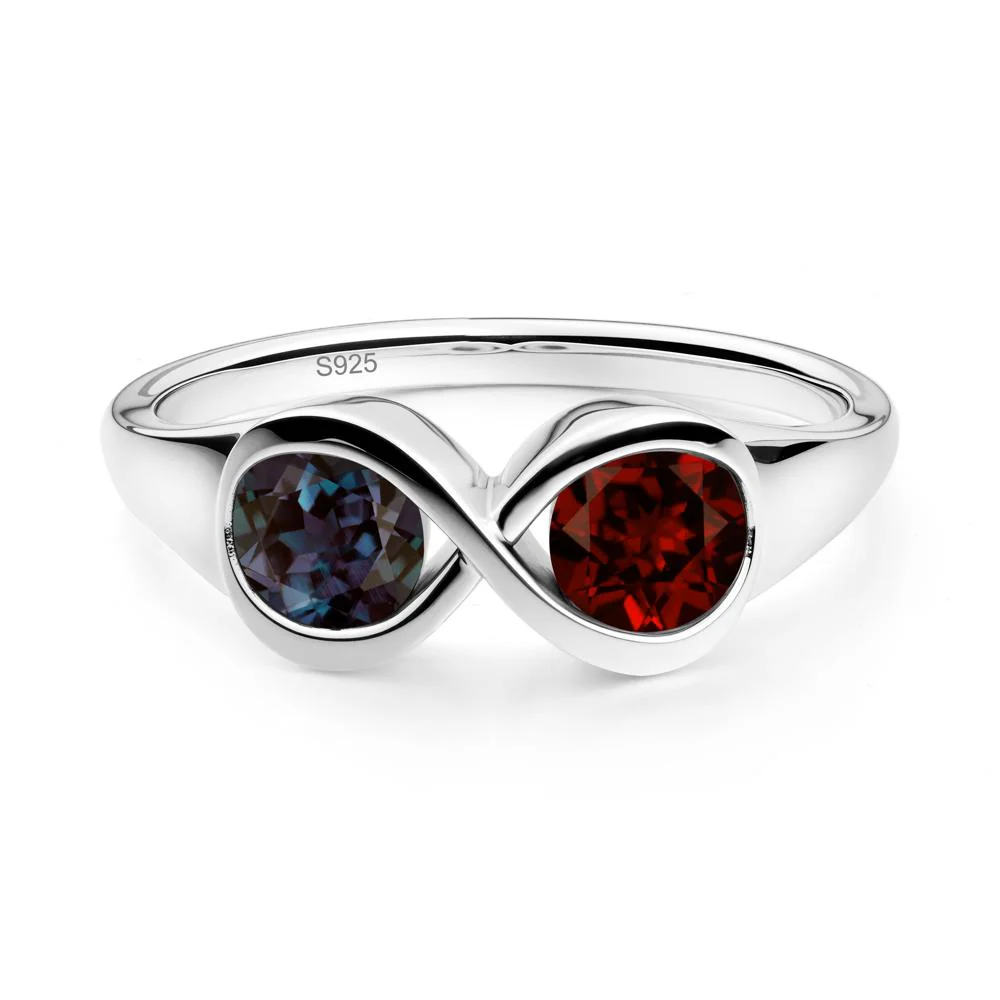 Infinity Toi Et Moi Alexandrite and Garnet Ring - Image 9