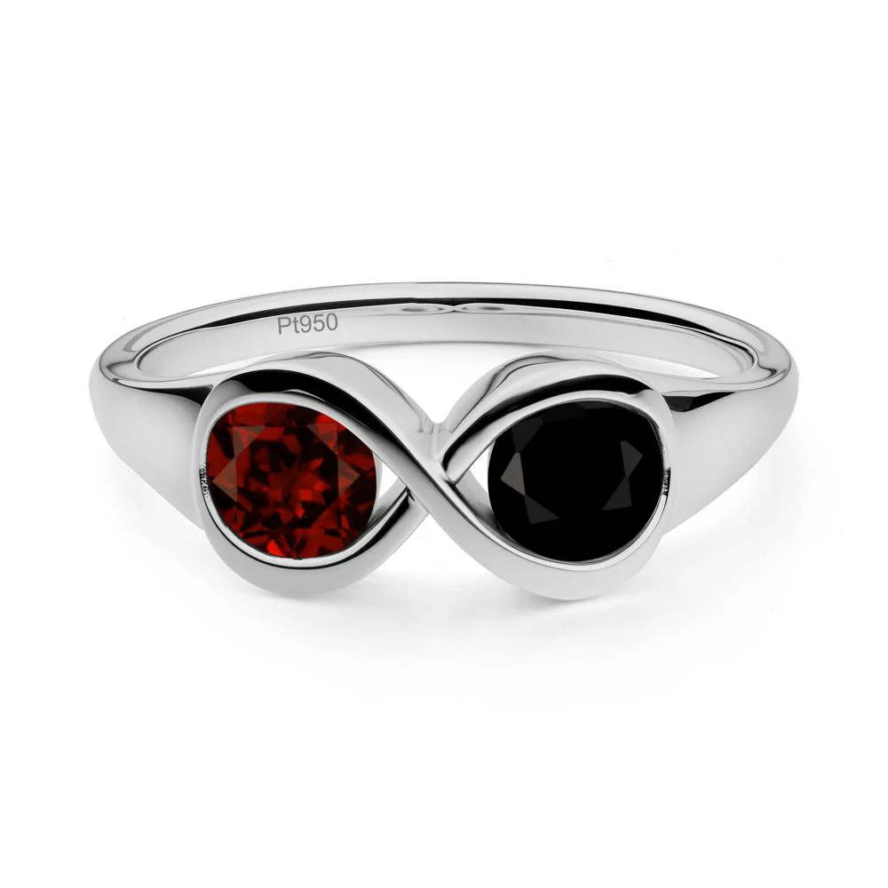 Infinity Toi Et Moi Black Spinel and Garnet Ring - Image 5