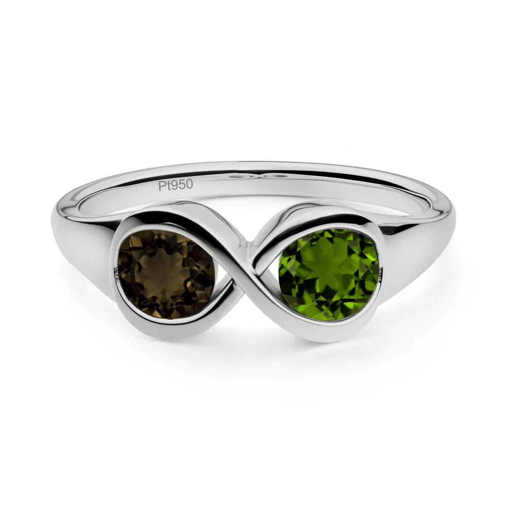 Infinity Toi Et Moi Diopside and Smoky Quartz Ring - Image 4