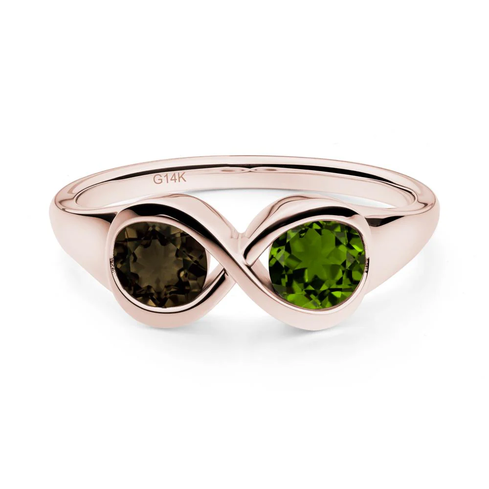 Infinity Toi Et Moi Diopside and Smoky Quartz Ring - Image 5
