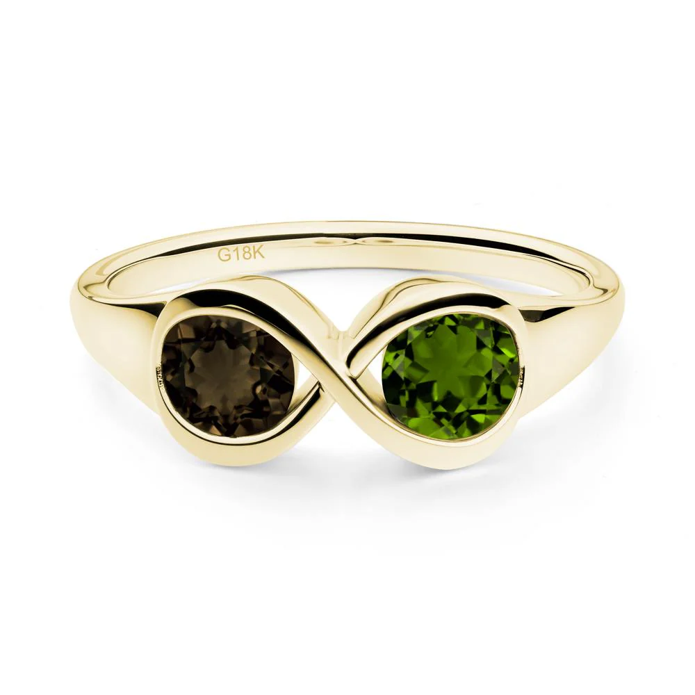 Infinity Toi Et Moi Diopside and Smoky Quartz Ring - Image 7