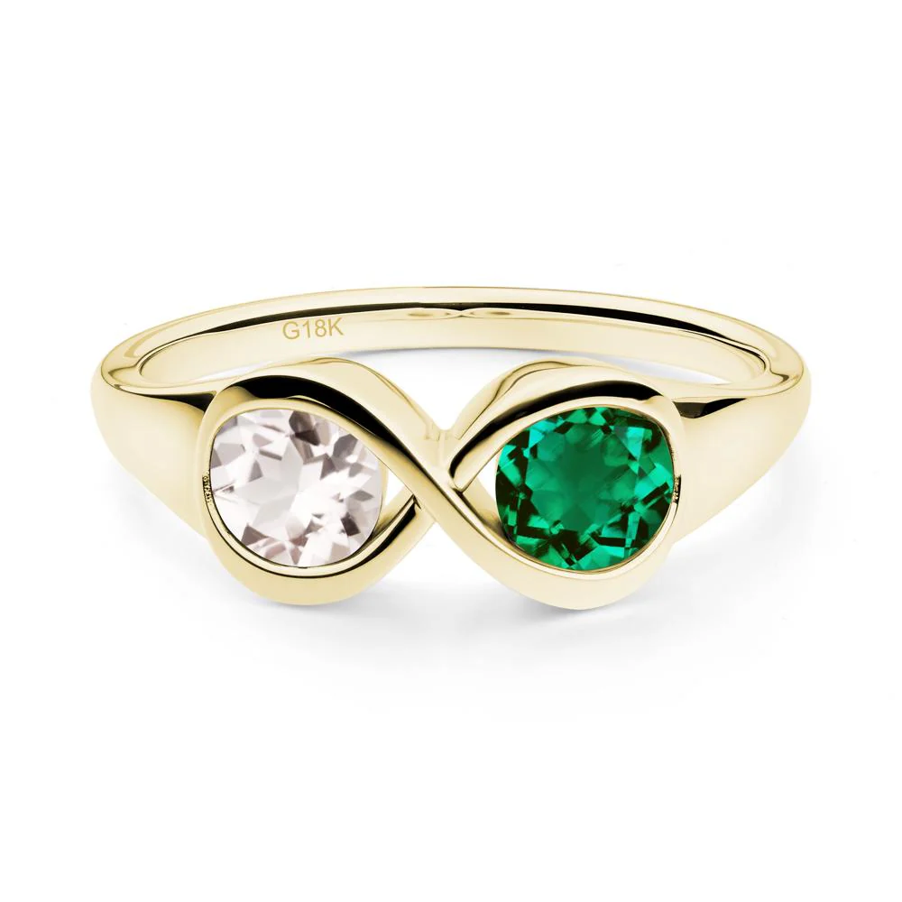 Infinity Toi Et Moi Emerald and Morganite Ring - Image 2