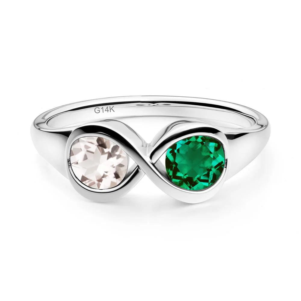 Infinity Toi Et Moi Emerald and Morganite Ring - Image 3