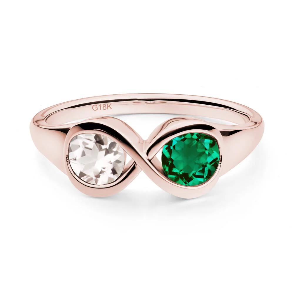 Infinity Toi Et Moi Emerald and Morganite Ring - Image 6