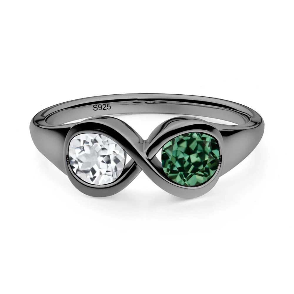 Infinity Toi Et Moi Green Sapphire and White Topaz Ring - Image 6