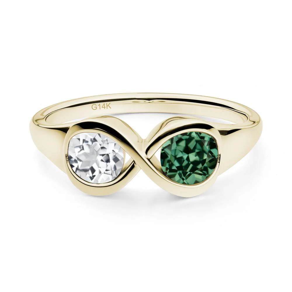 Infinity Toi Et Moi Green Sapphire and White Topaz Ring - Image 8
