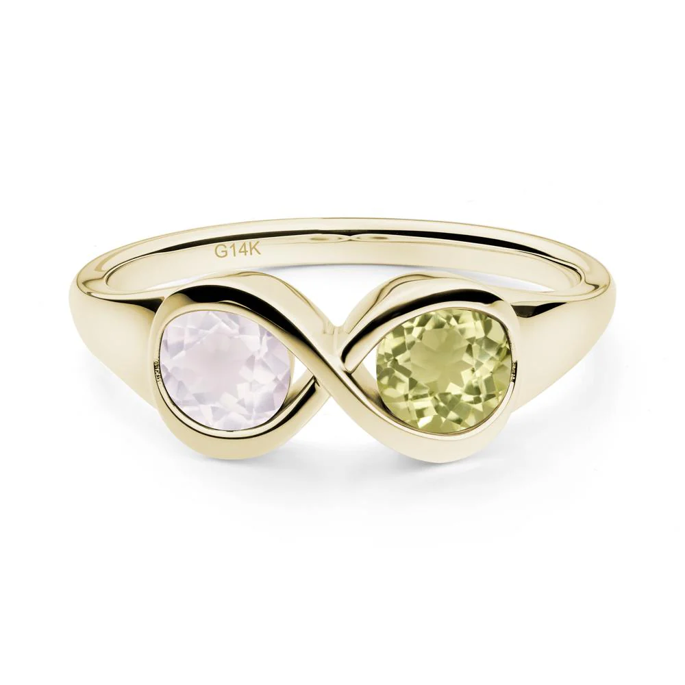 Infinity Toi Et Moi Lemon Quartz and Rose Quartz Ring