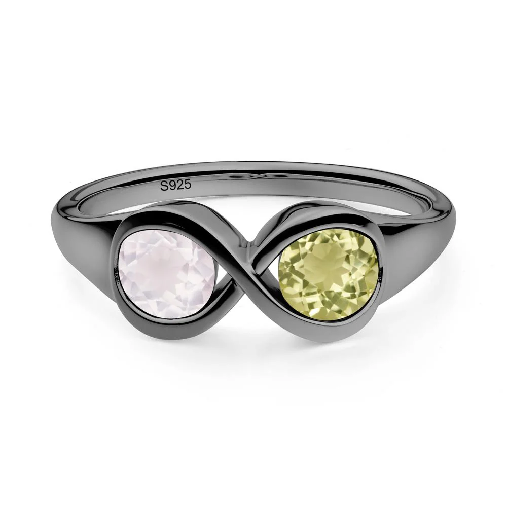 Infinity Toi Et Moi Lemon Quartz and Rose Quartz Ring - Image 3
