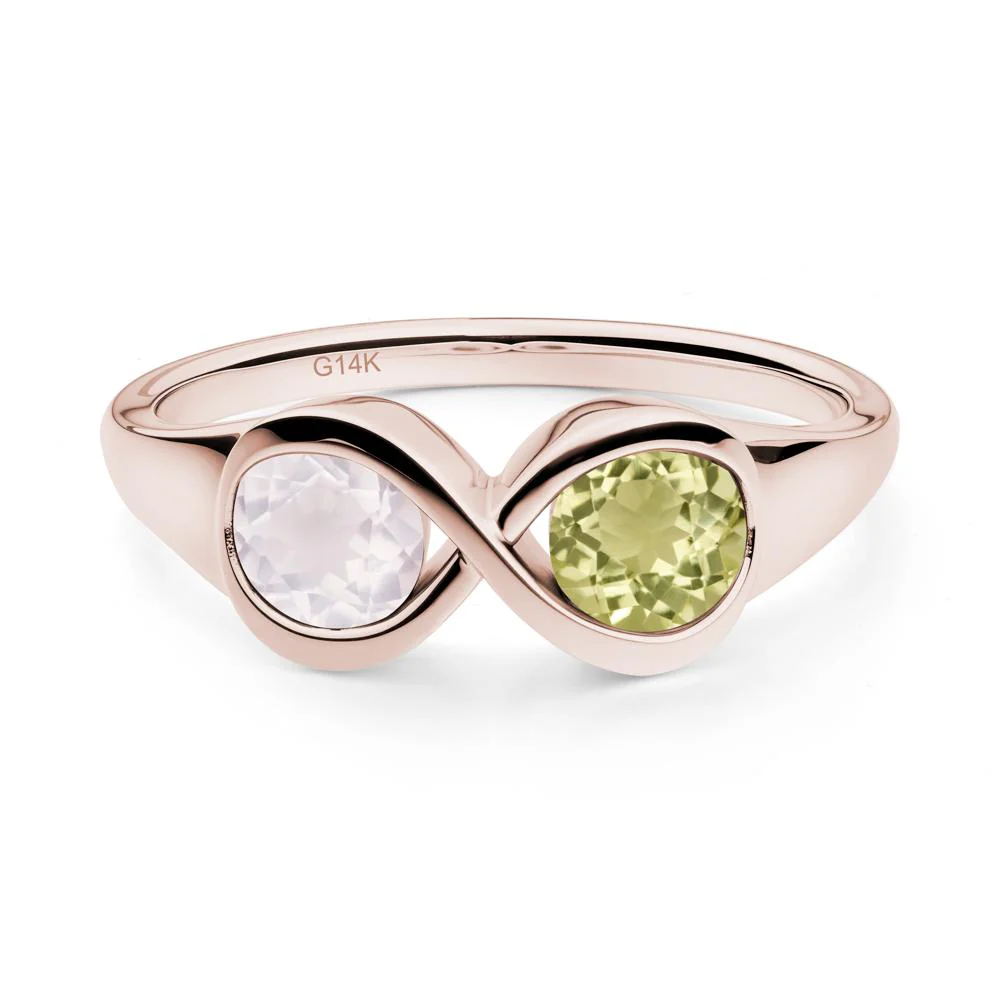 Infinity Toi Et Moi Lemon Quartz and Rose Quartz Ring - Image 4