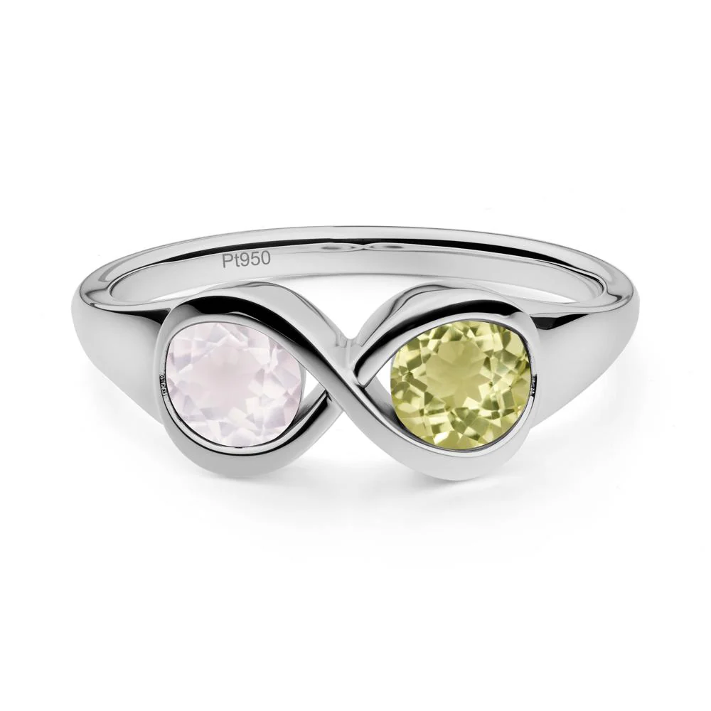 Infinity Toi Et Moi Lemon Quartz and Rose Quartz Ring - Image 6