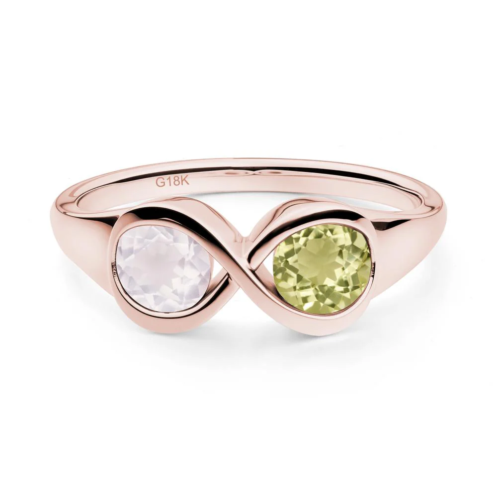 Infinity Toi Et Moi Lemon Quartz and Rose Quartz Ring - Image 7