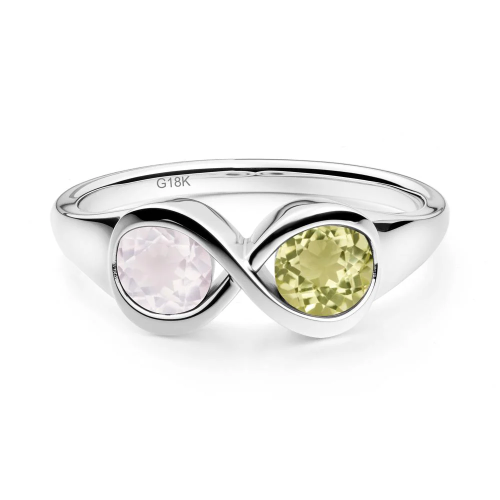 Infinity Toi Et Moi Lemon Quartz and Rose Quartz Ring - Image 9