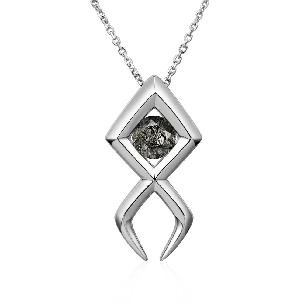 Jesus Fish Black Rutilated Quartz Necklace - Image 3