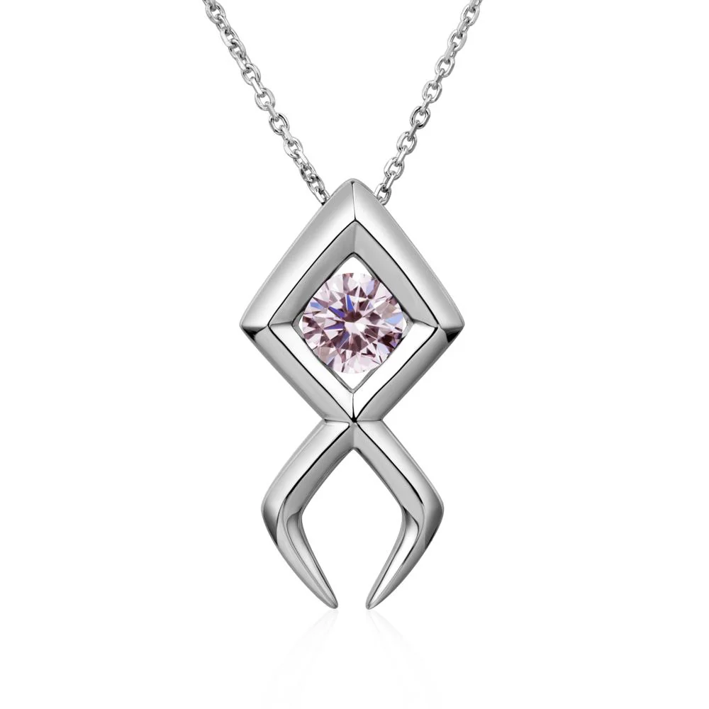 Jesus Fish Pink Cubic Zirconia Necklace - Image 2