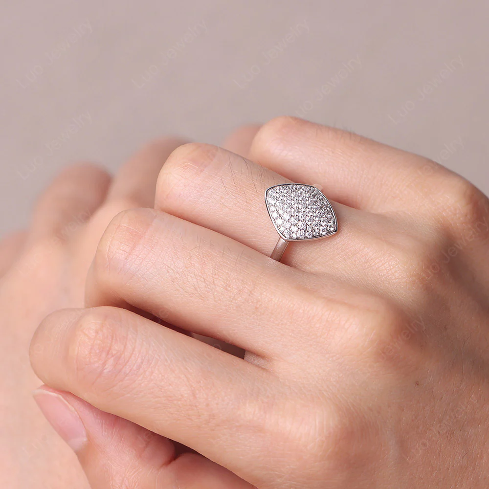 Kite Cushion Shape Cubic Zirconia Pave Ring - Image 5