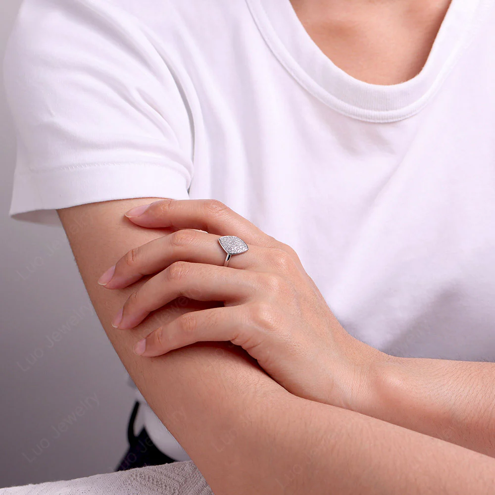 Kite Cushion Shape Cubic Zirconia Pave Ring - Image 6