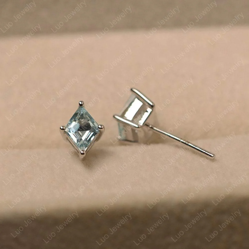 Kite Cut Aquamarine Stud Earrings - Image 3