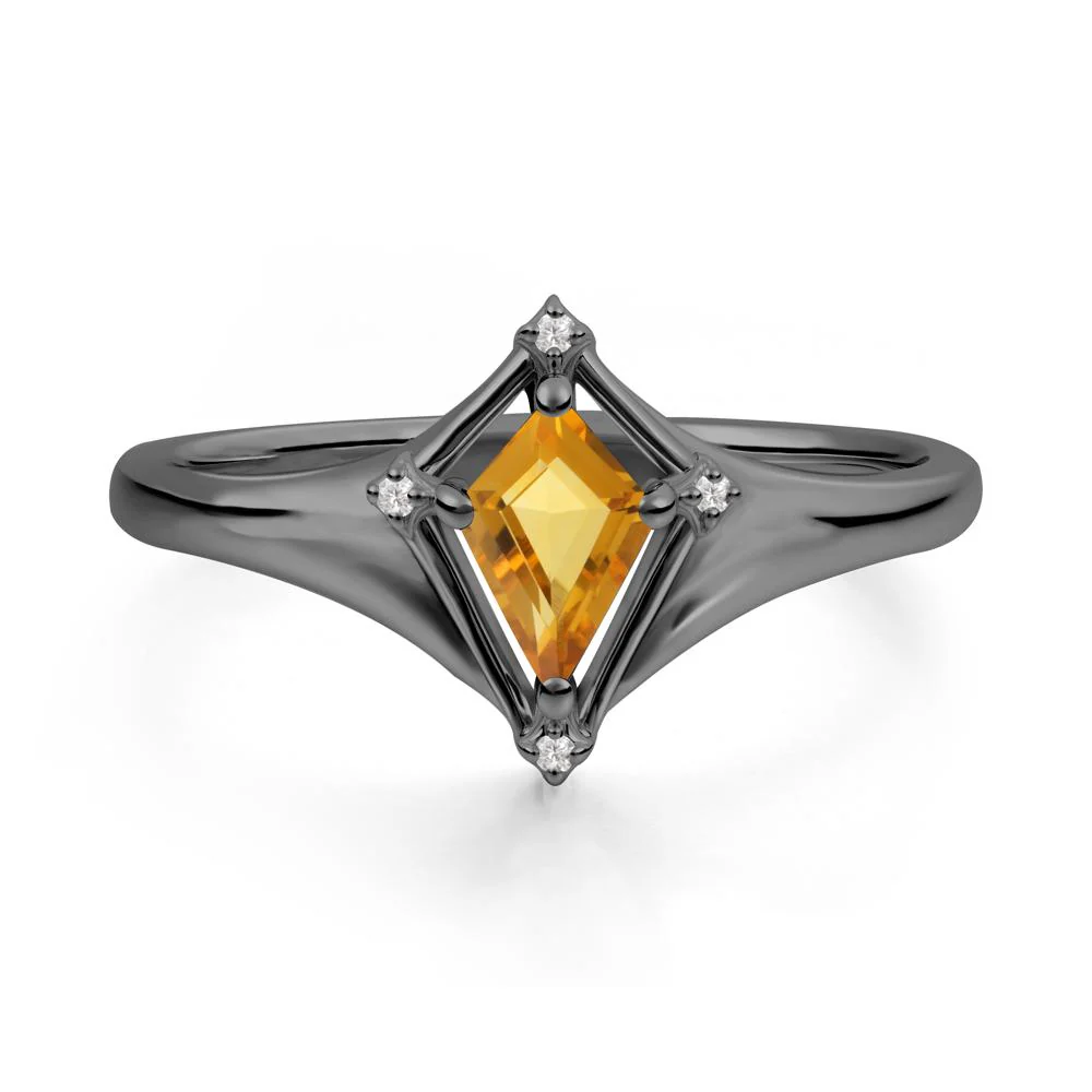 Kite Cut Citrine Ring with Compass Setting - Image 4
