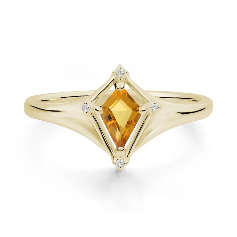 Kite Cut Citrine Ring with Compass Setting - Image 6