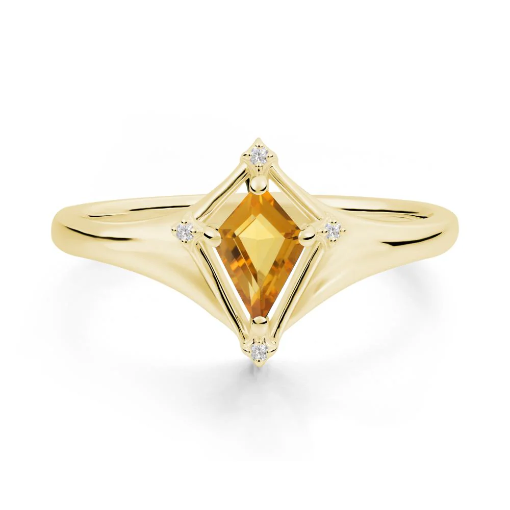 Kite Cut Citrine Ring with Compass Setting - Image 7