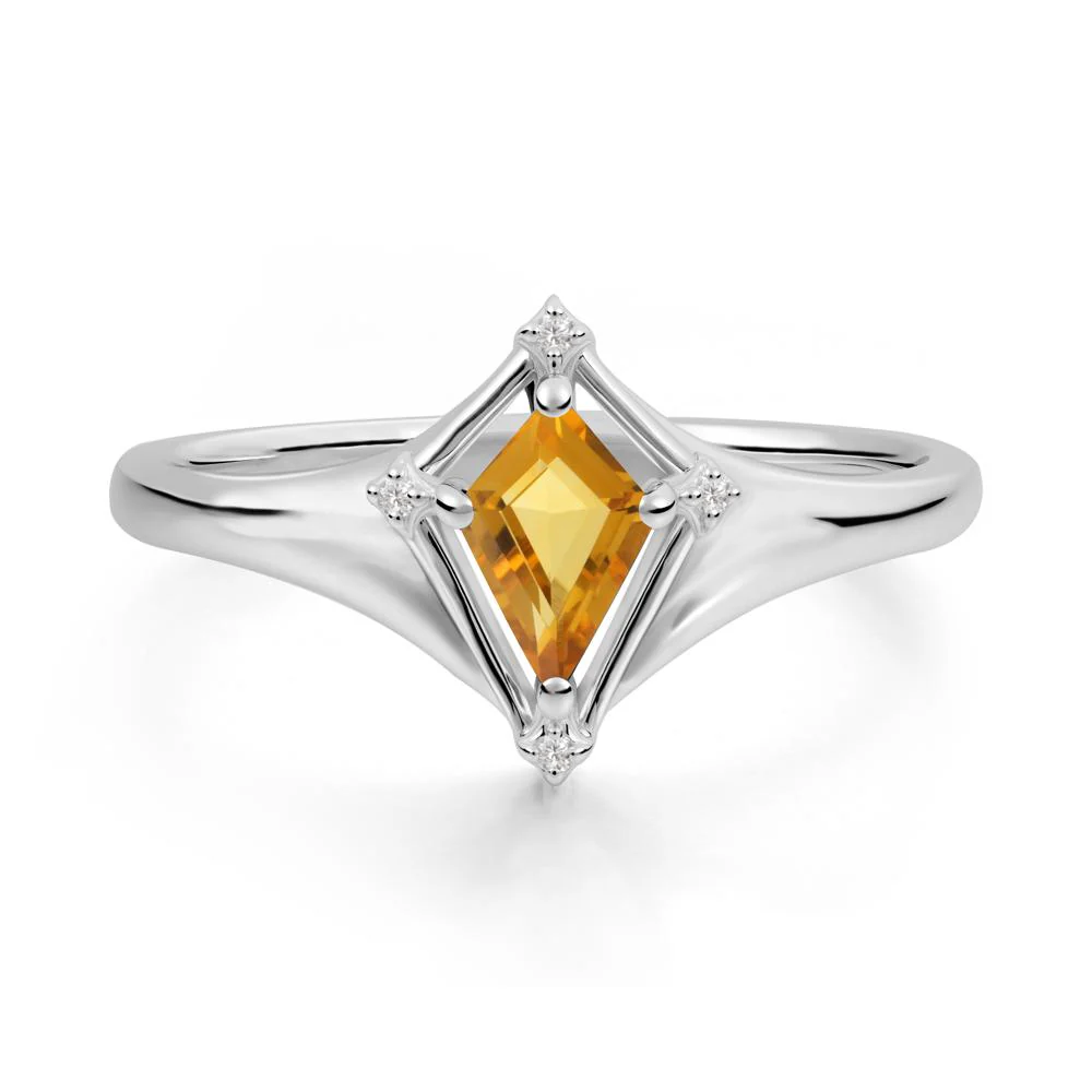 Kite Cut Citrine Ring with Compass Setting - Image 8