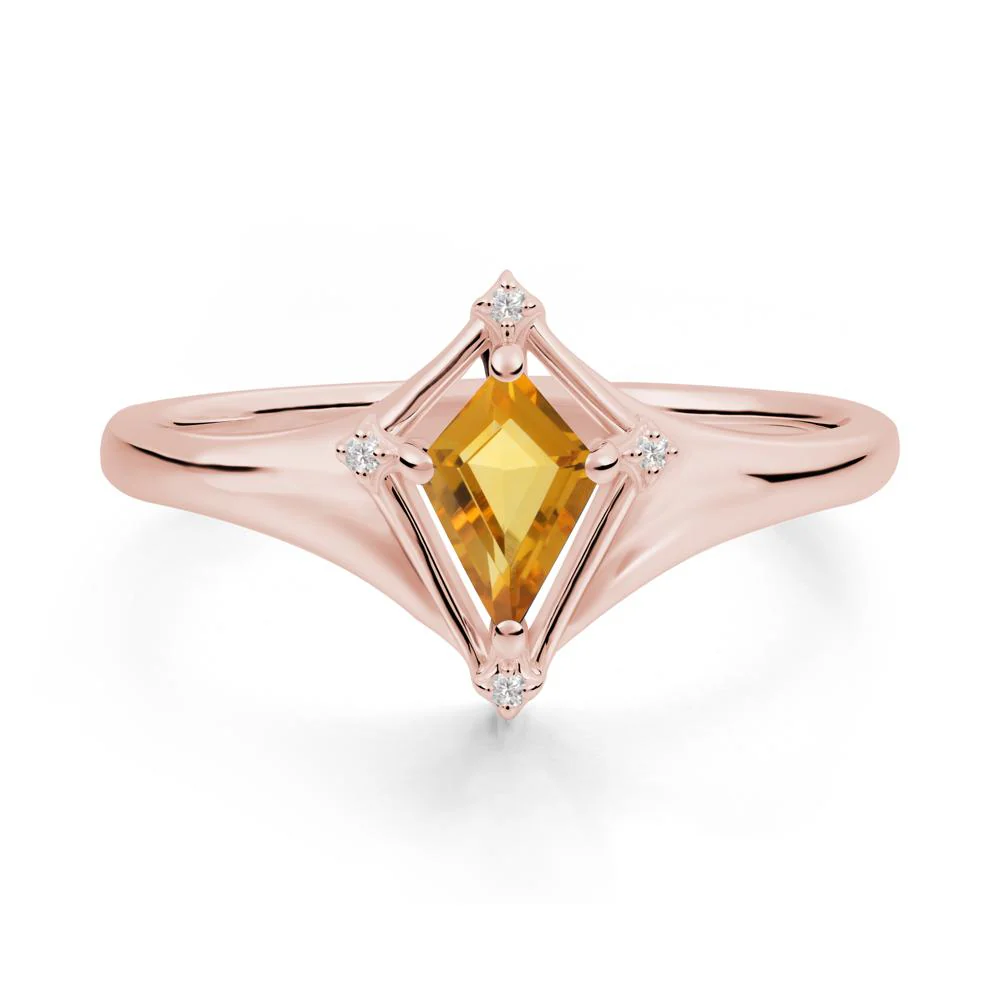 Kite Cut Citrine Ring with Compass Setting - Image 9