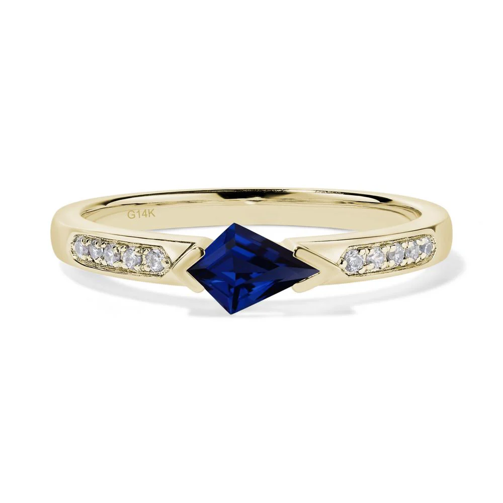 Kite Cut Sapphire Engagement Ring - Image 5