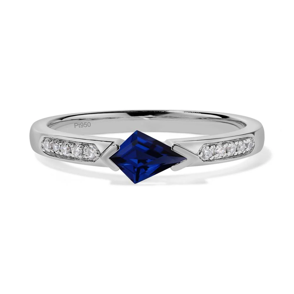 Kite Cut Sapphire Engagement Ring - Image 6