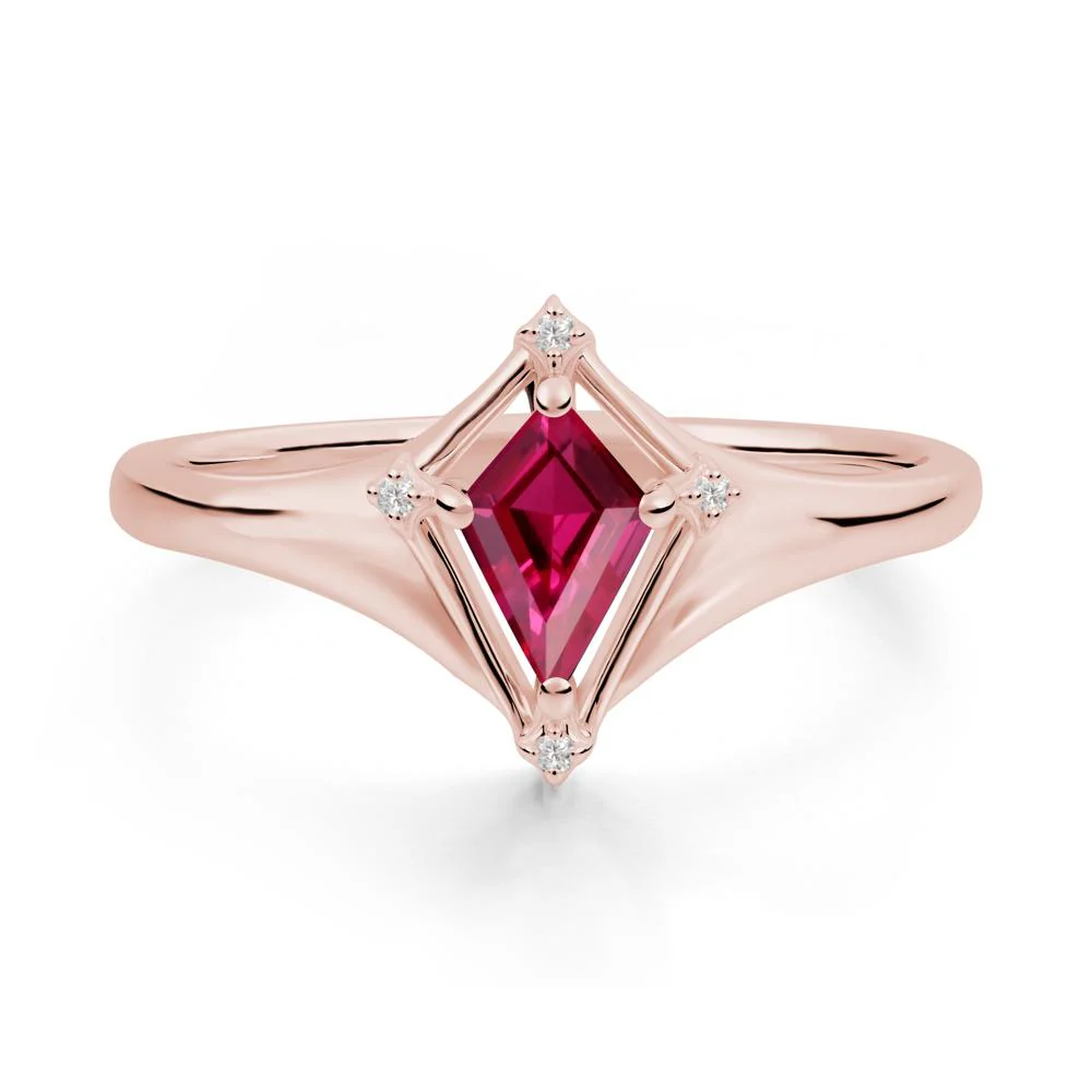 Kite Cut Ruby Ring with Compass Setting - Image 5