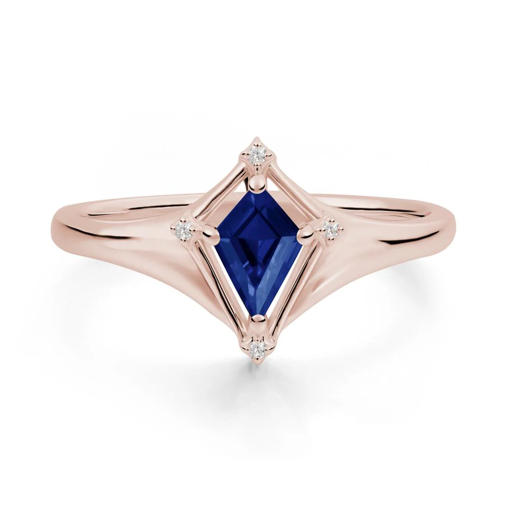 Kite Cut Sapphire Ring with Compass Setting - Image 9