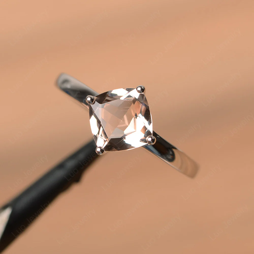 Kite Set Cushion Cut Morganite Solitaire Ring - Image 2