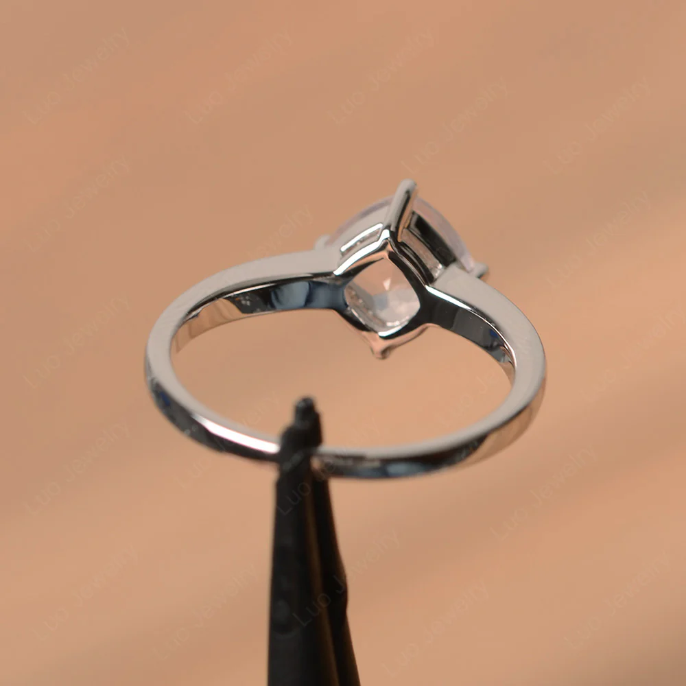 Rose Quartz Cushion Cut Solitaire Ring - Image 3