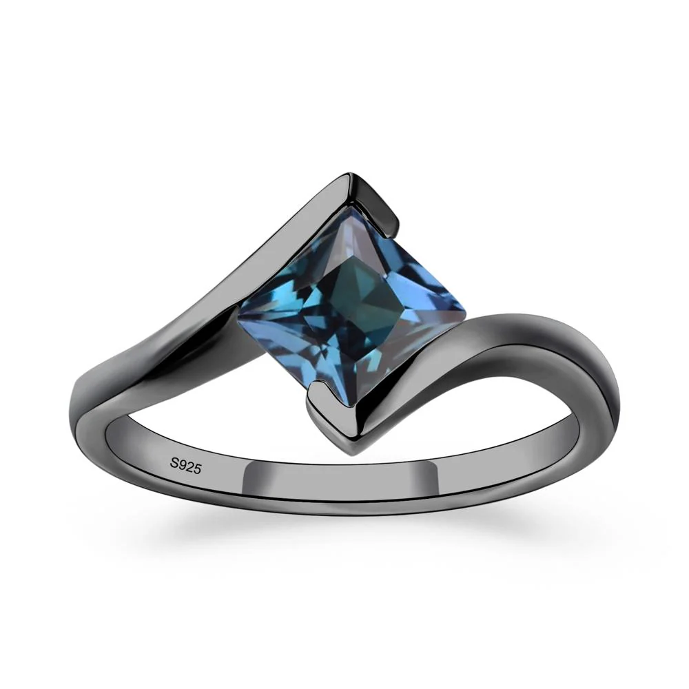 Princess Cut Alexandrite Bypass Ring - Image 2