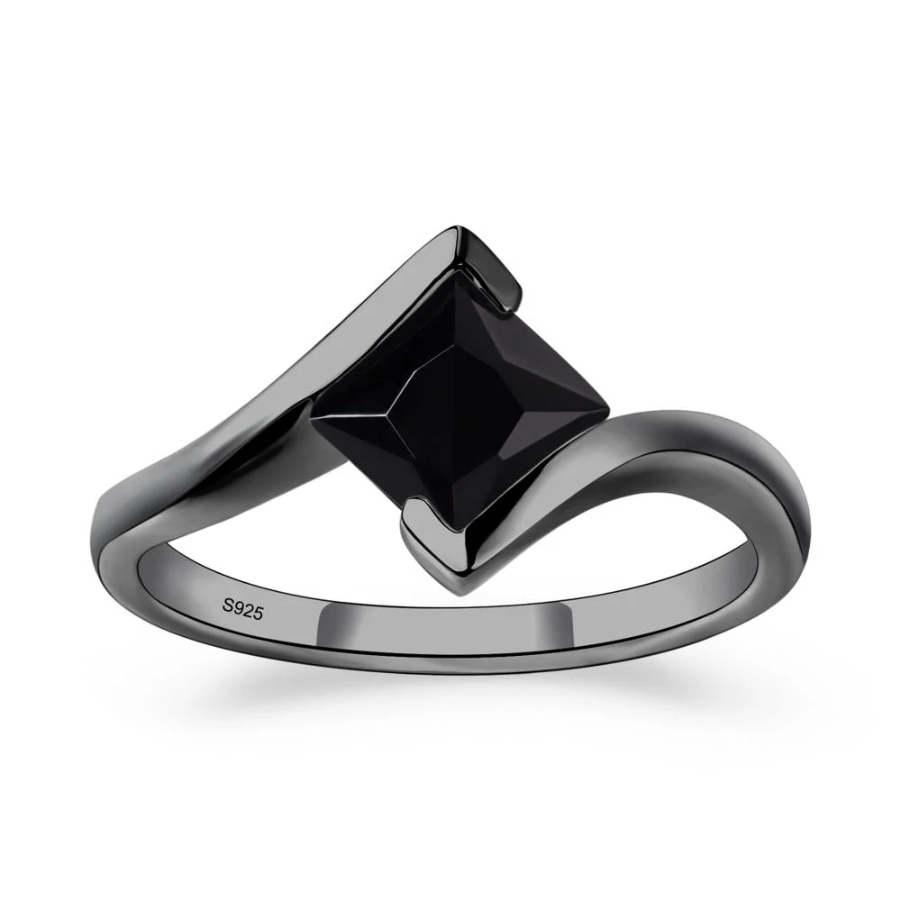 Black Spinel Tension Engagement Ring - Image 2