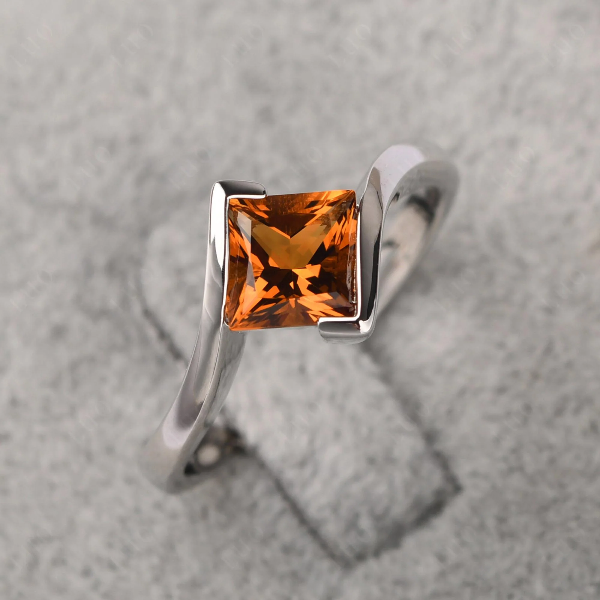 Princess Cut Citrine Bypass Ring - Image 30