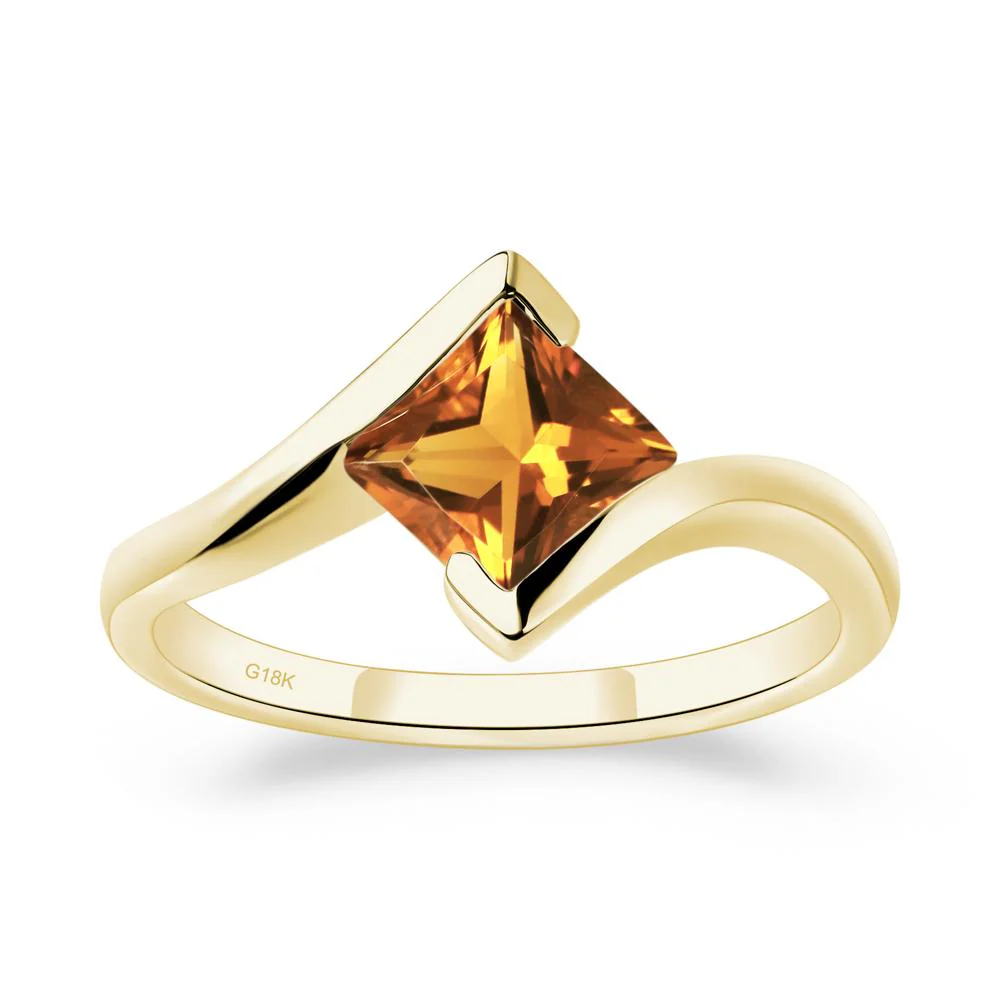 Princess Cut Citrine Bypass Ring - Image 7