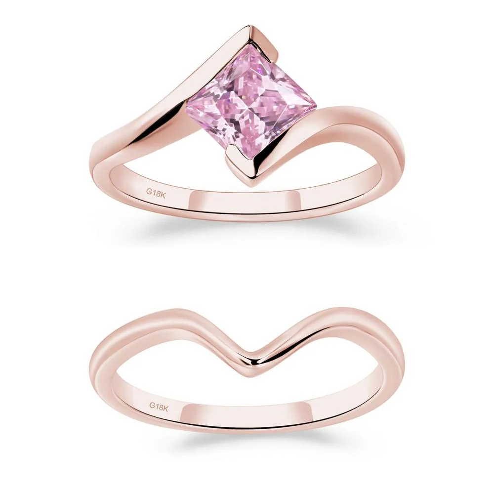 Pink Cubic Zirconia Tension Engagement Ring - Image 17