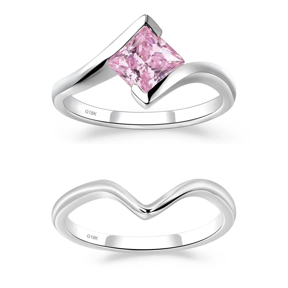 Pink Cubic Zirconia Tension Engagement Ring - Image 19